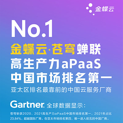 蟬聯(lián)第一！金蝶奪冠Gartner中國高生產(chǎn)力aPaaS市場！